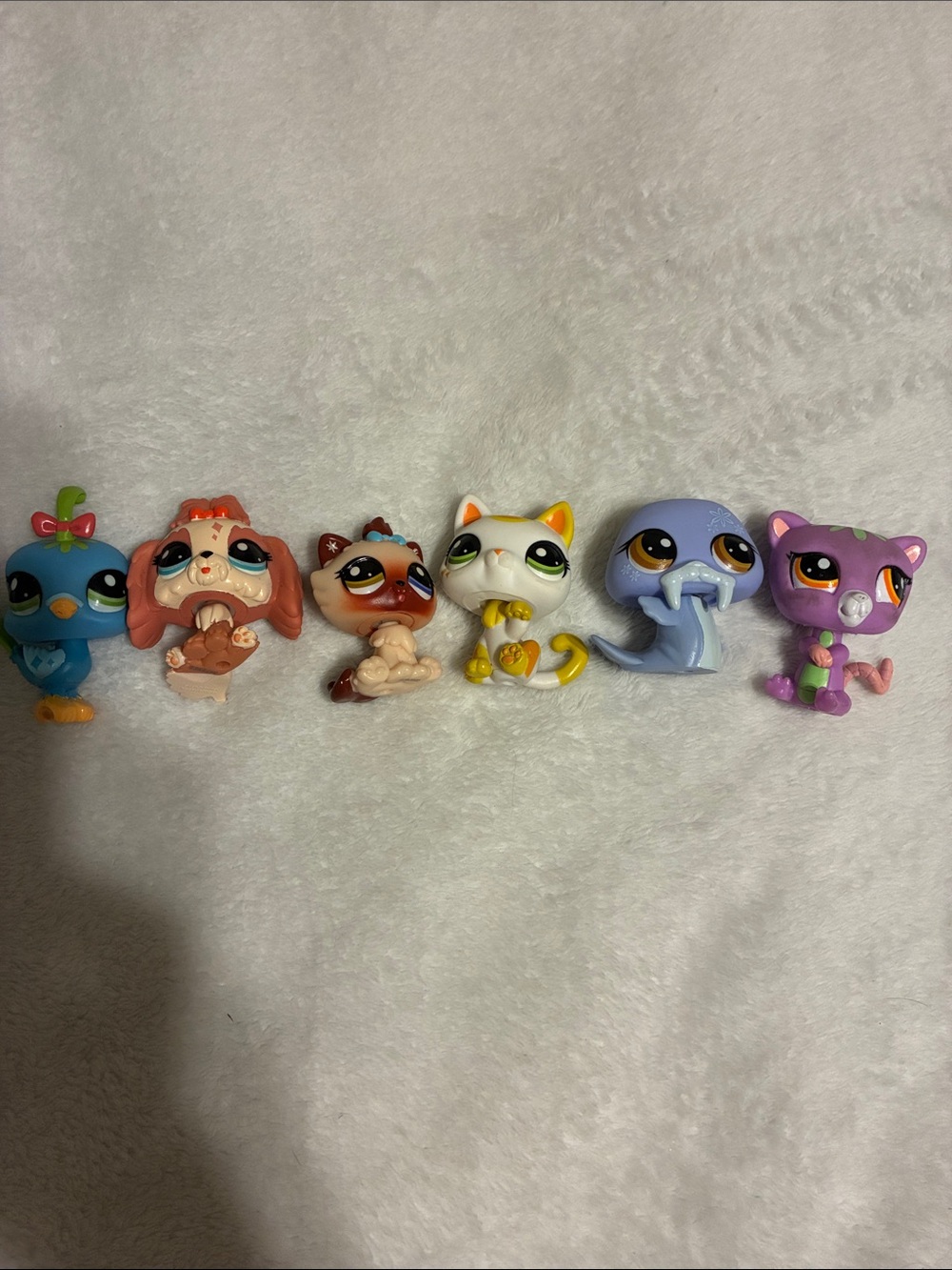 Littlest Pet Shop Bright Blue, Pink, White & Purple Mini Animal Figures